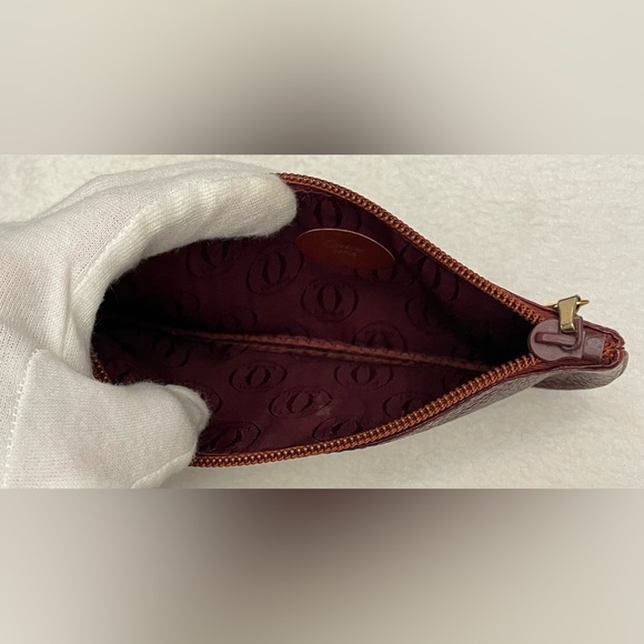 Cartier Burgundy Leather Pouch with Gold Logo - Picture 9 of 10